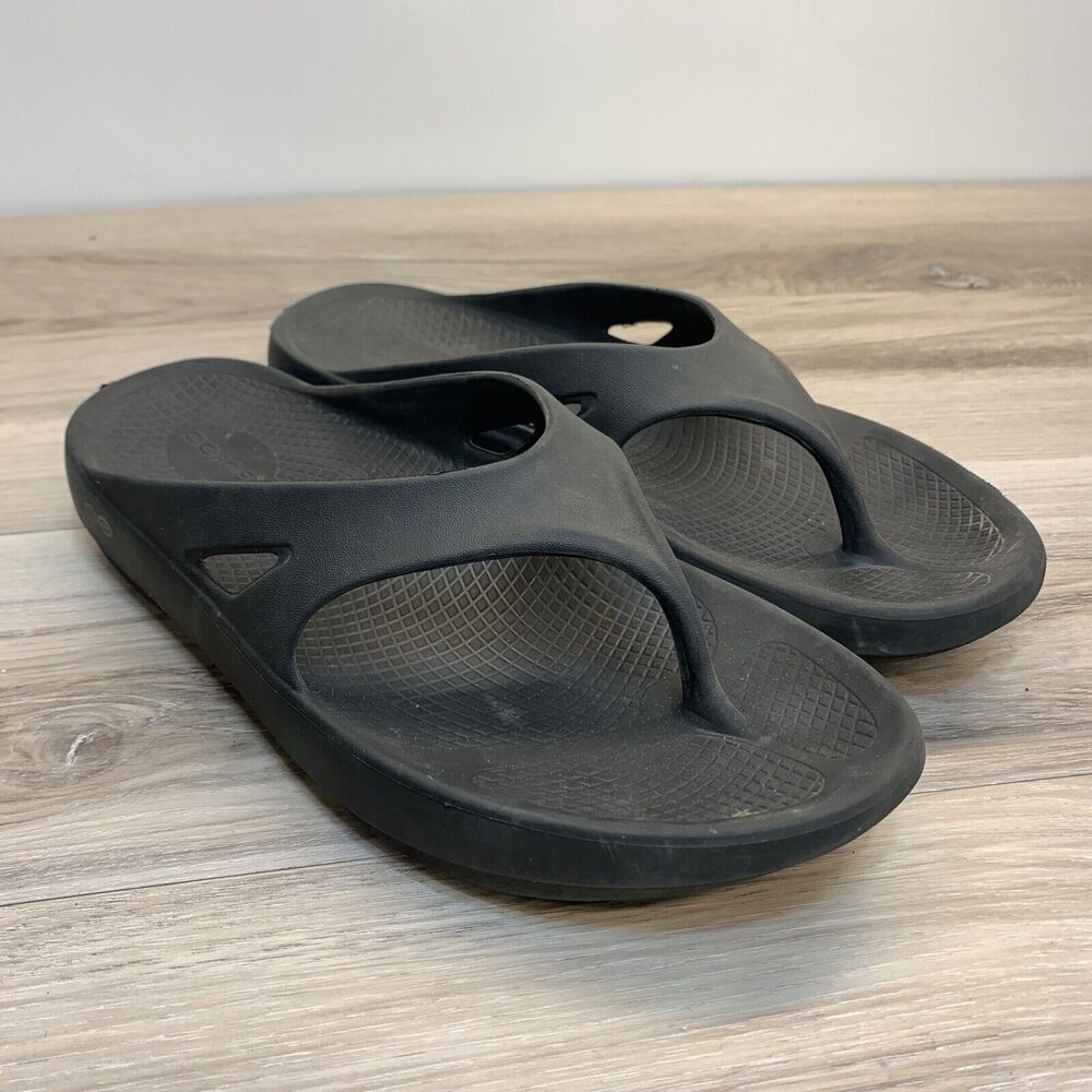 Oofos Original Unisex Recovery Thong Flip Flop Black Womens Size 11 EU 42 Mens 9